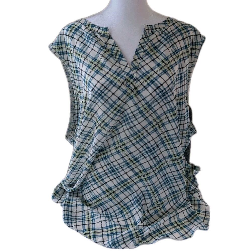 Emaline size Women's Plus 3xl sleeveless top tank Cami Shirt Blouse Plaid EUC